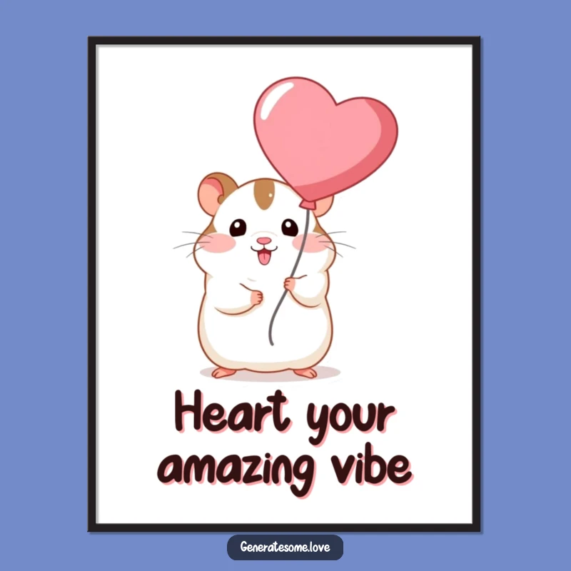 Free Printable Hamster Heart Balloon Poster: Funny Animal Art for Your Walls