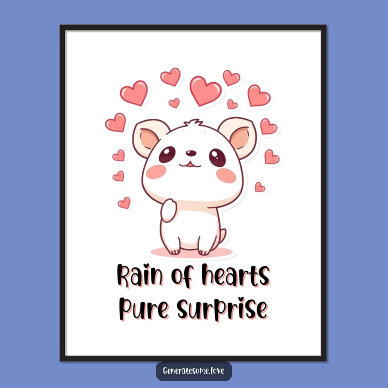 Free Printable Wall Art: Surprised Animal Hearts Shower, Funny Downloadable Decor for Whimsy