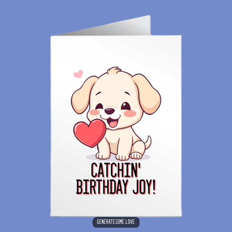 Free Printable Birthday Card: Puppy Hearts, Funny Dog Downloadable Gift for Celebrations