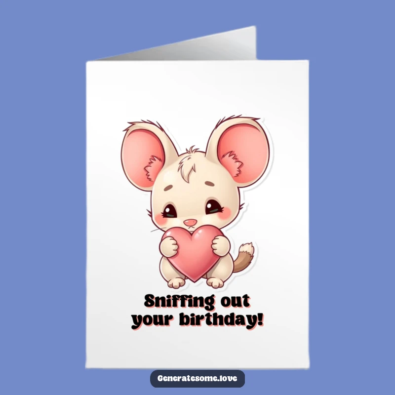 Free Printable Birthday Card: Big Ears Sniffing Heart for Curious Celebrations