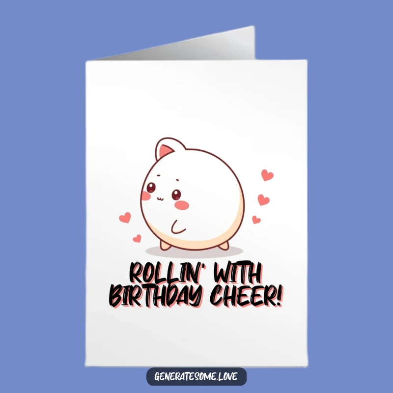 Free Printable Birthday Card: Rolling Animal Hearts, Funny Downloadable Gift for Festivities