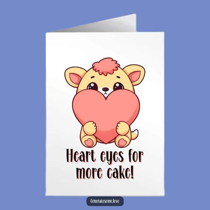 Sweet Free Printable Birthday Card: Wide-Eyed Animal Admires Big Heart