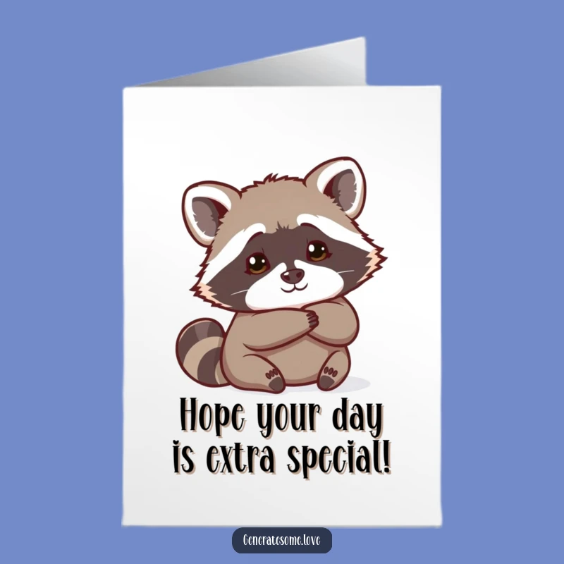 Free Printable Raccoon Birthday Card: Sneaky Heart Surprise for a Fun Celebration