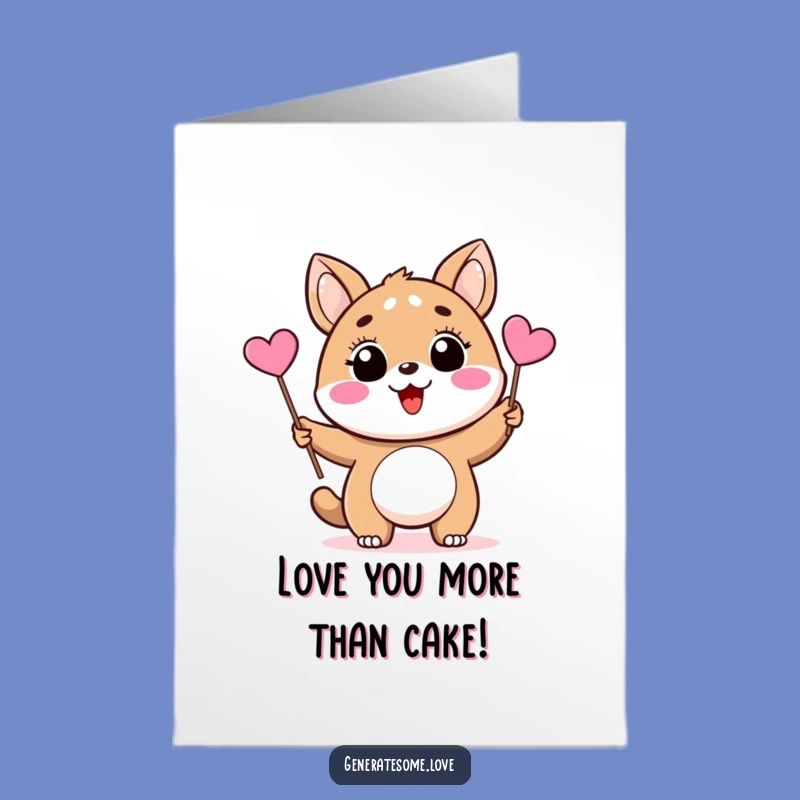 Free Printable Birthday Card: Delighted Animal Waving Heart Flag DIY Funny Downloadable Gift