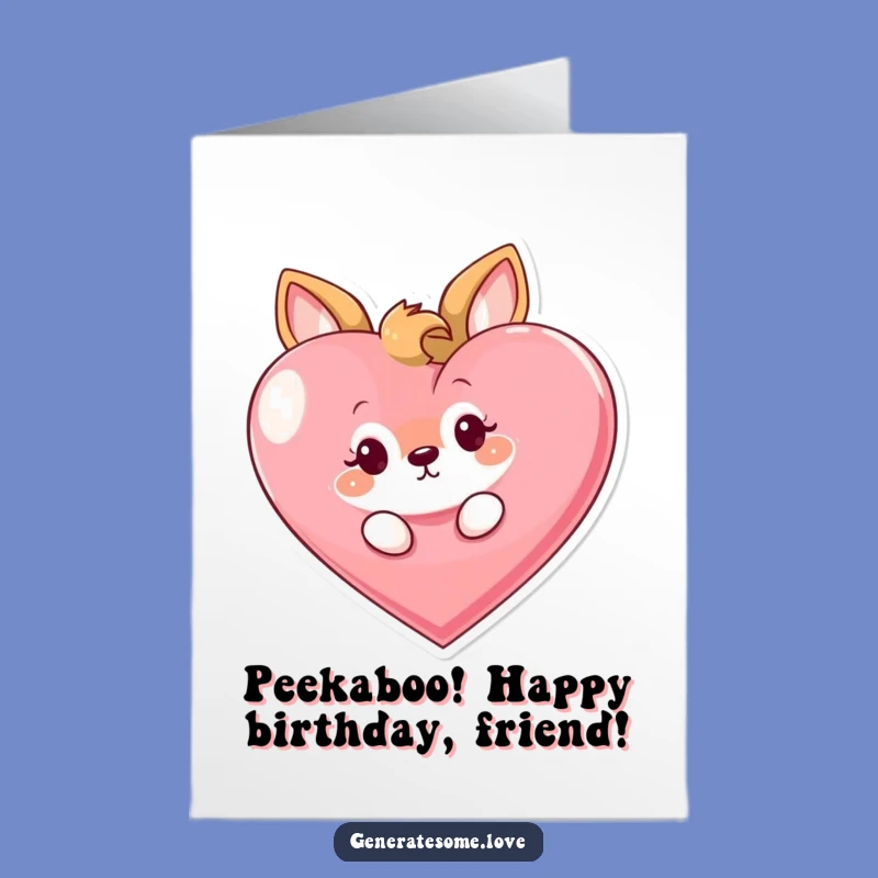 Free Printable Birthday Card, Curious Animal Heart Peek, Funny Downloadable Gift for a Sweet Surprise