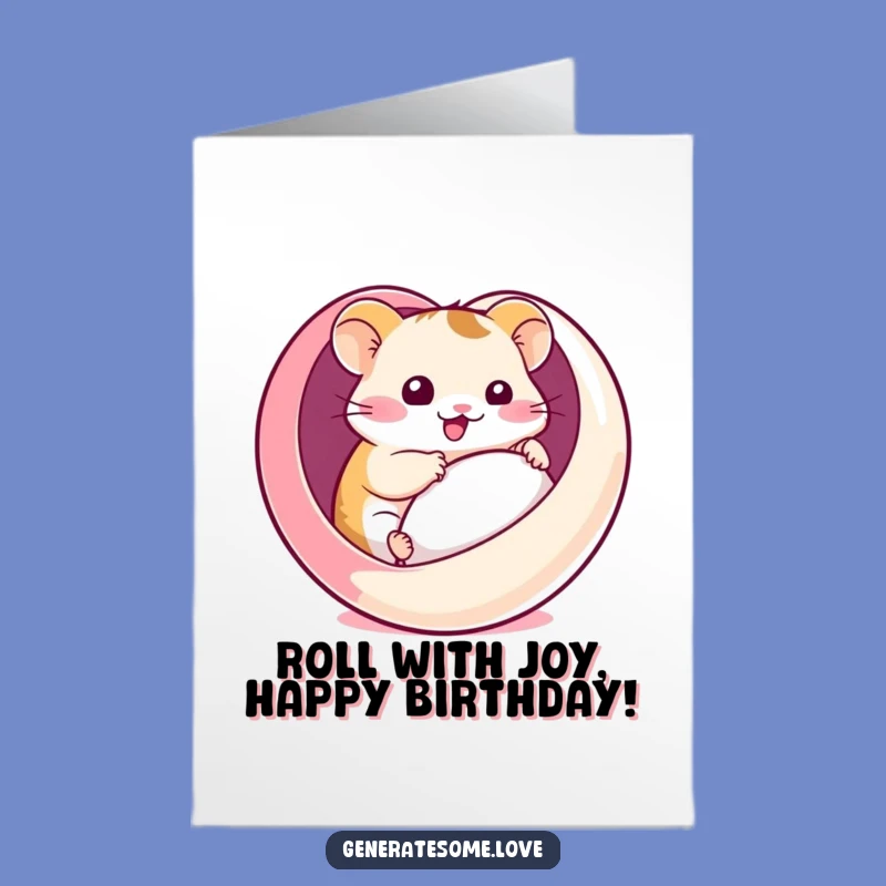 Free Printable Birthday Card: Hamster Heart Ball - Funny Downloadable & DIY Gift
