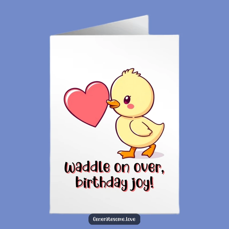 Free Printable Birthday Card: Duckling & Heart - Sweet Downloadable & DIY Gift