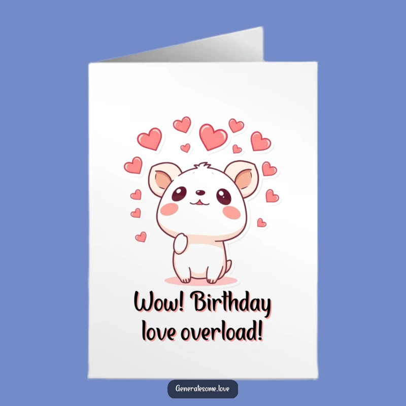 Free Printable Birthday Card, Surprised Animal Hearts, Funny Downloadable Gift for a Shower of Love