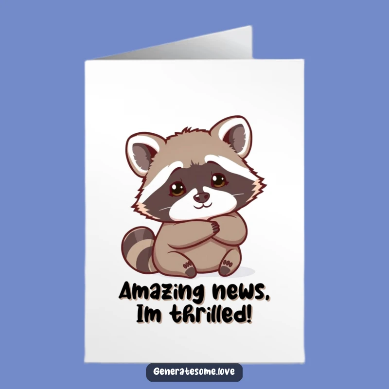 Free Printable Raccoon Congrats Card: Hearty & Humorous Celebration Announcement
