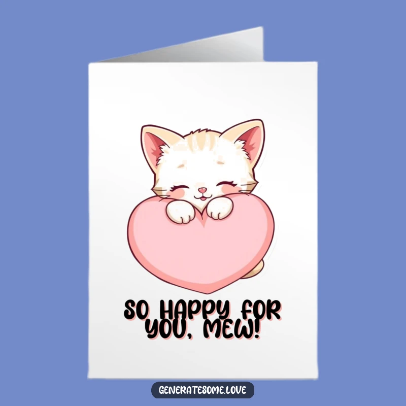Free Printable Congrats Card: Kitten with Heart Cushion, Sweet & Funny Downloadable Greeting
