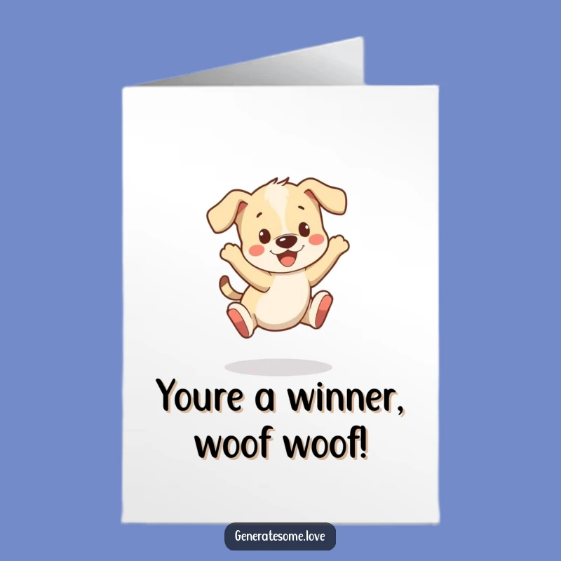 Free Printable Congrats Card: Playful Puppy Bounce Funny Downloadable Greeting