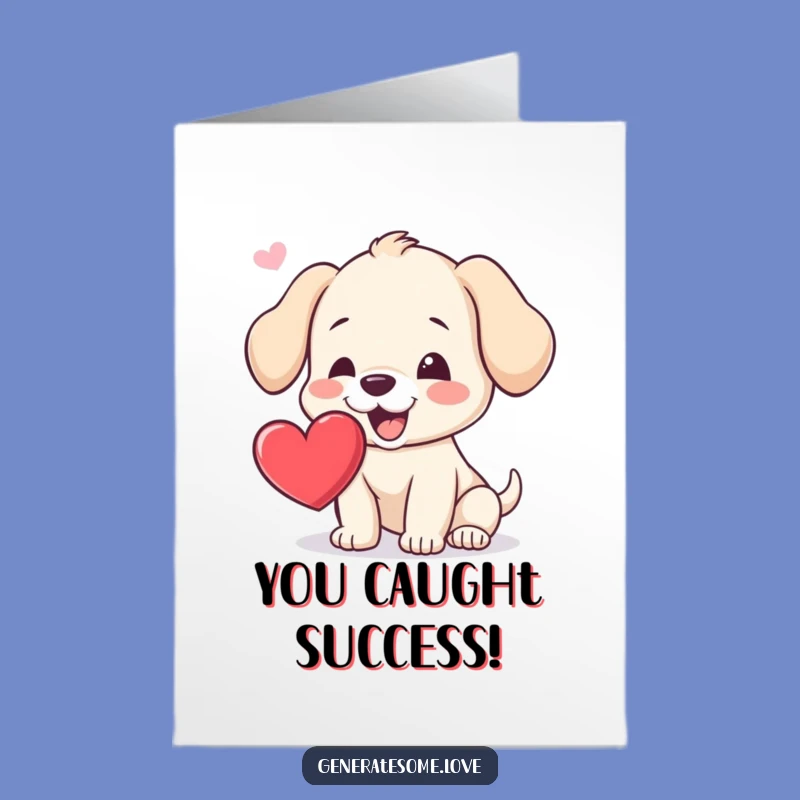 Free Printable Congrats Card: Puppy Hearts, Humorous Dog Downloadable Gift for Success