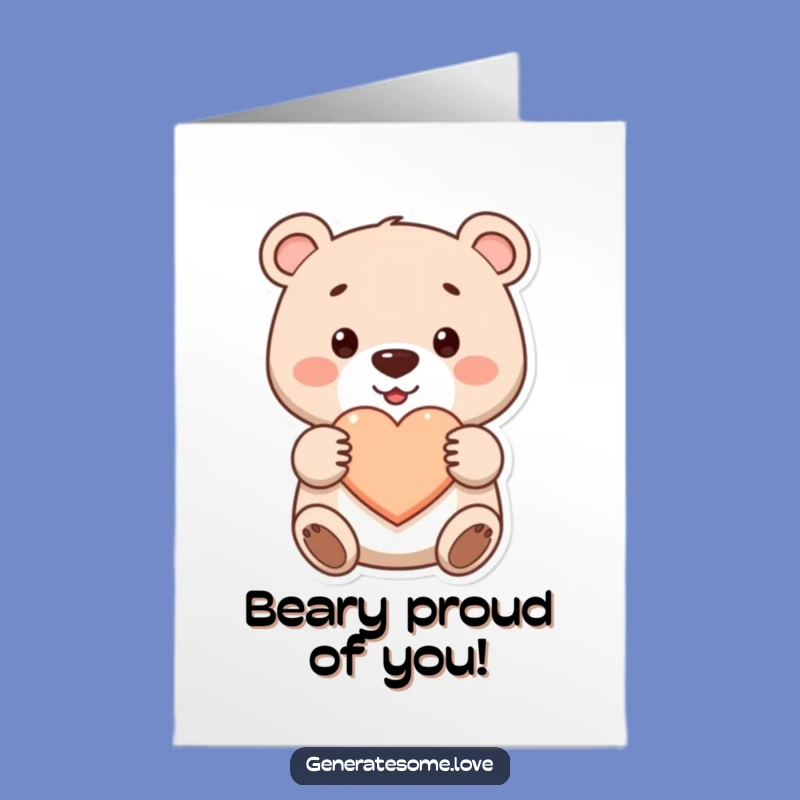 Free Printable Congrats Card: Smiling Bear Shares Heart, Ideal Funny Downloadable Gift