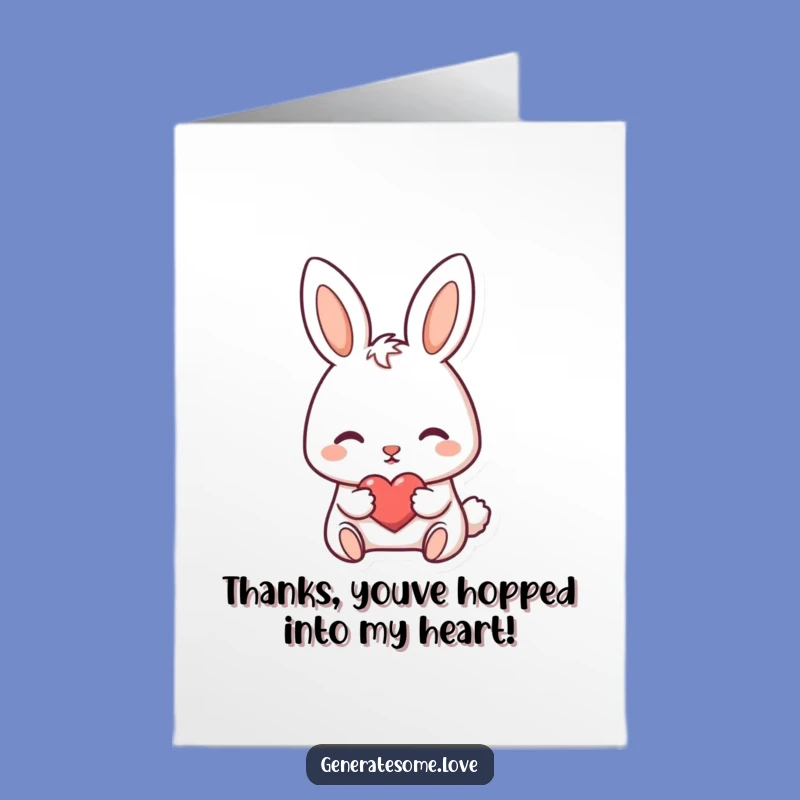 Free Printable Thank You Card: Bunny Heart Nudge Funny Downloadable Greeting