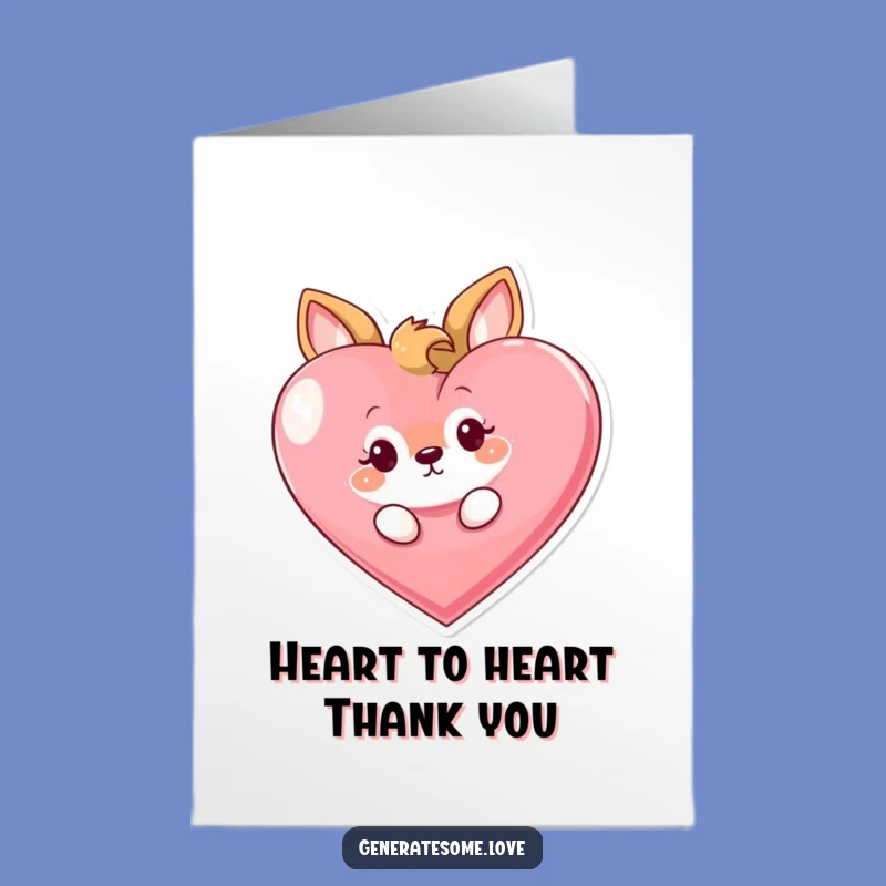 Free Printable Thank You Card, Curious Animal Heart, Funny Downloadable Gift for Sweet Thanks