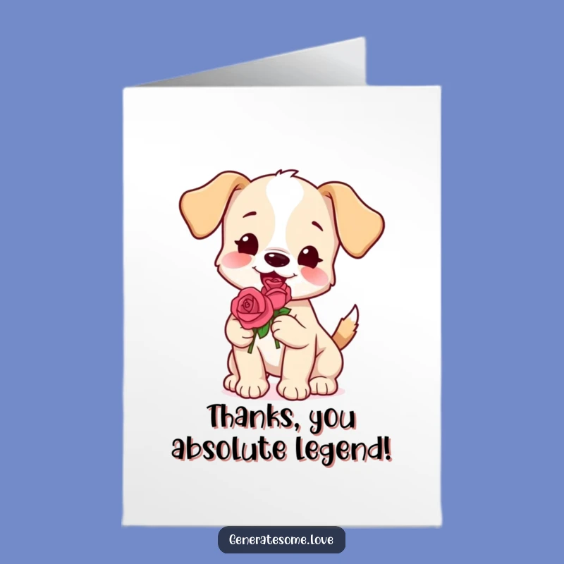 Free Printable Thank You Card: Puppy Offers Rose, Best Downloadable Gift