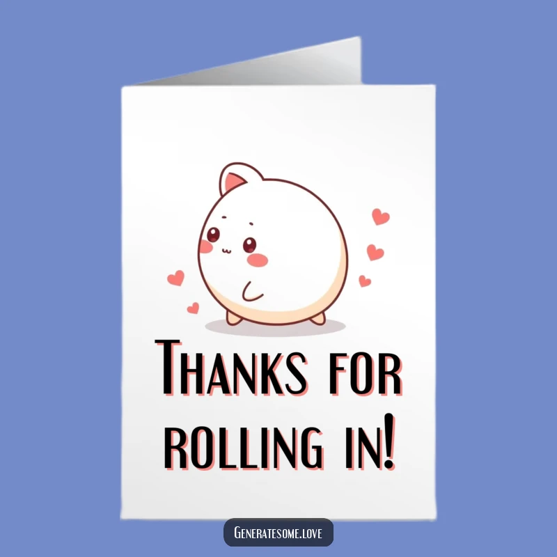 Free Printable Thank You Card: Rolling Animal Hearts, Sweet Downloadable Gift for Gratitude