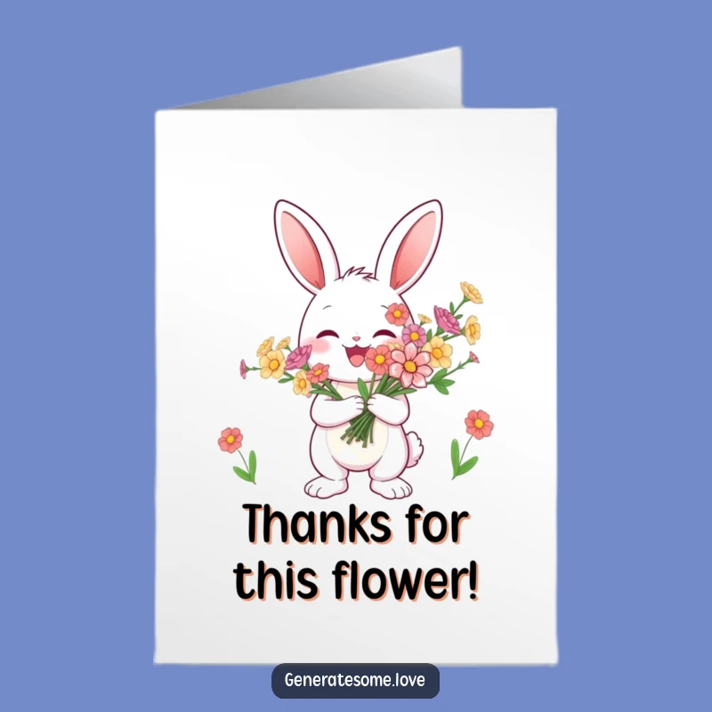 Free Printable Thank You Card: Bunny Offers Flowers, Best Downloadable Gift