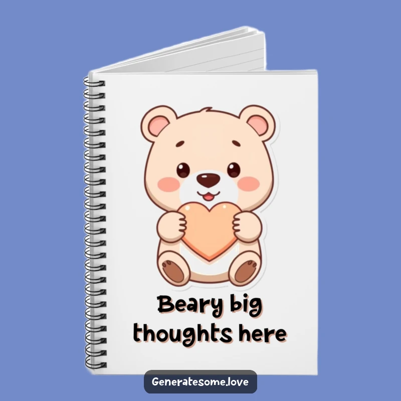 Funny Cute Bear Heart Notebook - Cute Journal For Your Thoughts