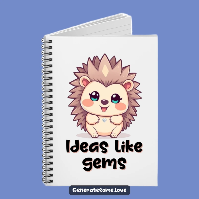 Funny Happy Hedgehog Gem Notebook: Jot Down Precious Ideas