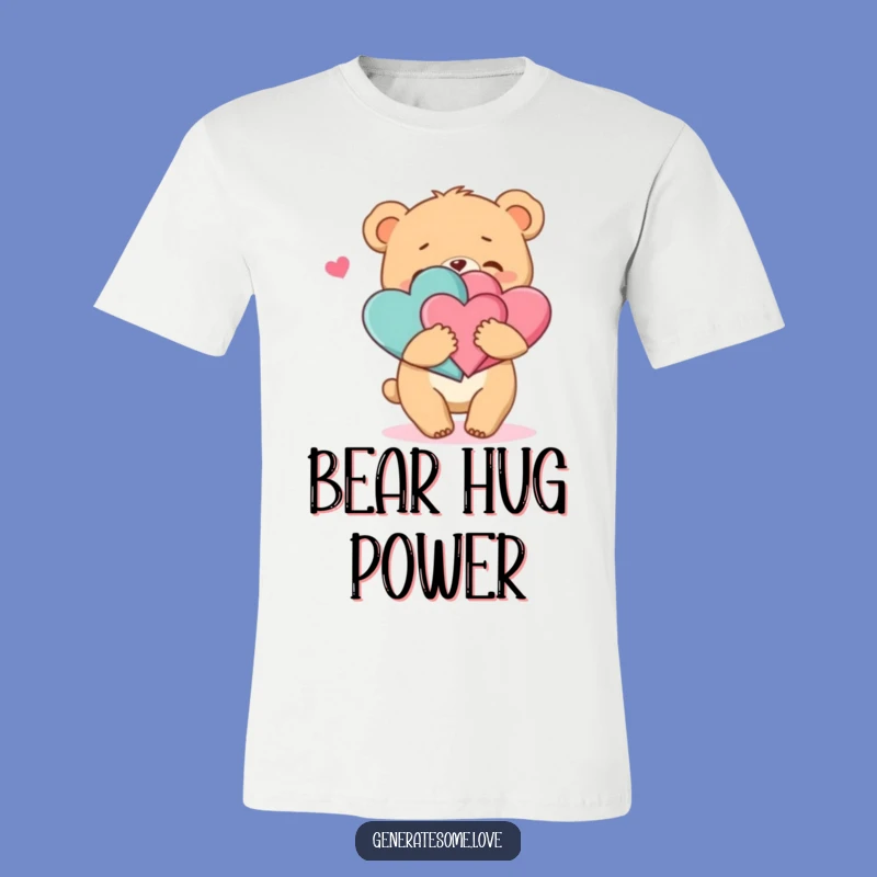 Funny Bear Cub Hugging Hearts T-Shirt: Cute & Comfy Funny Gift!