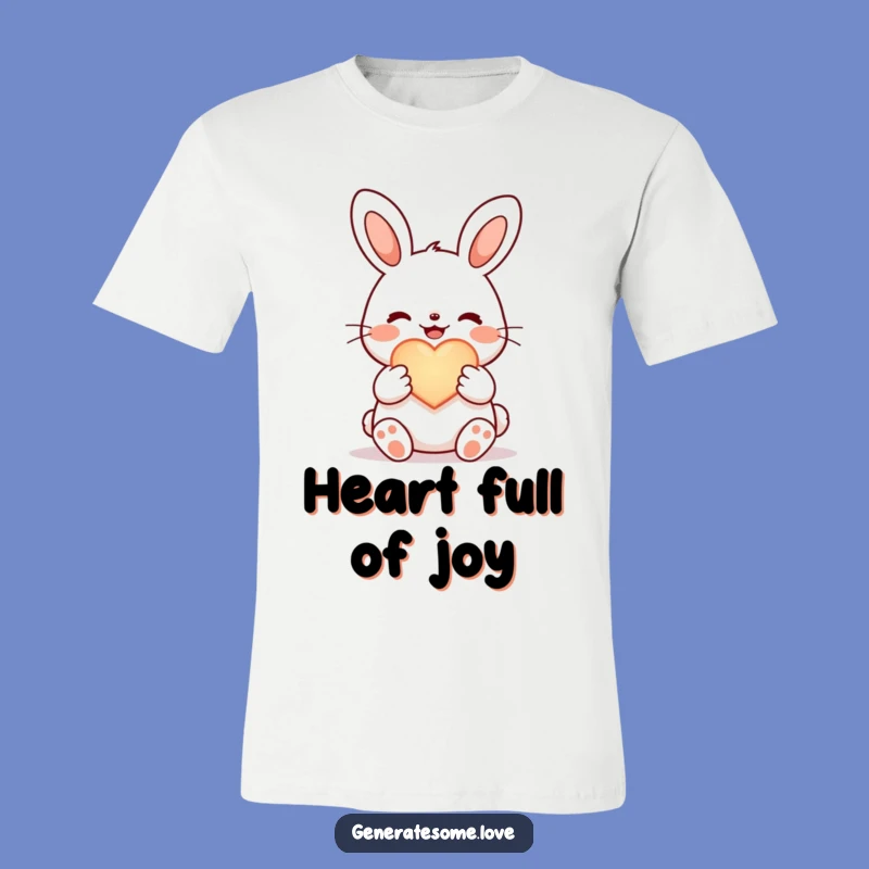 Funny Joyful Bunny T-Shirt: Holding Heart, Cute Gift