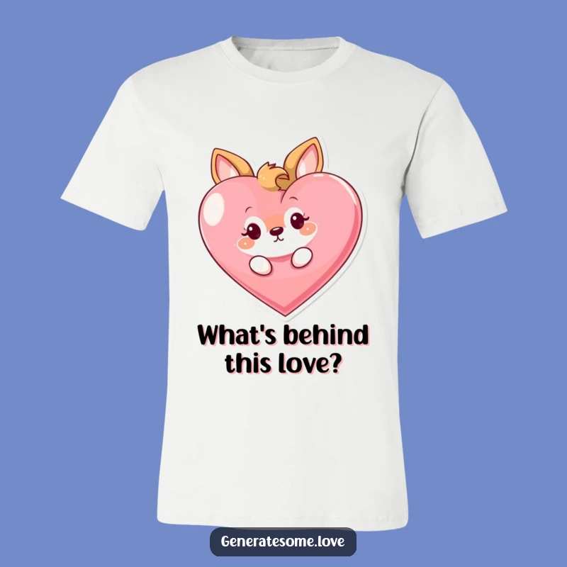 Funny Curious Animal T-Shirt: Playful Peek-a-Heart Style, Great Gift