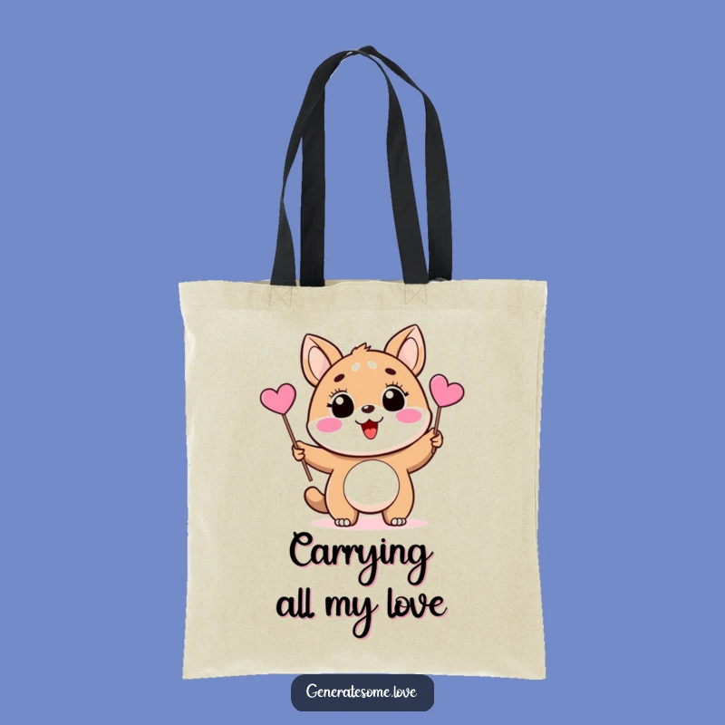 Funny Animal Heart Flag Tote Bag: Carry Your Love & Essentials in Style!