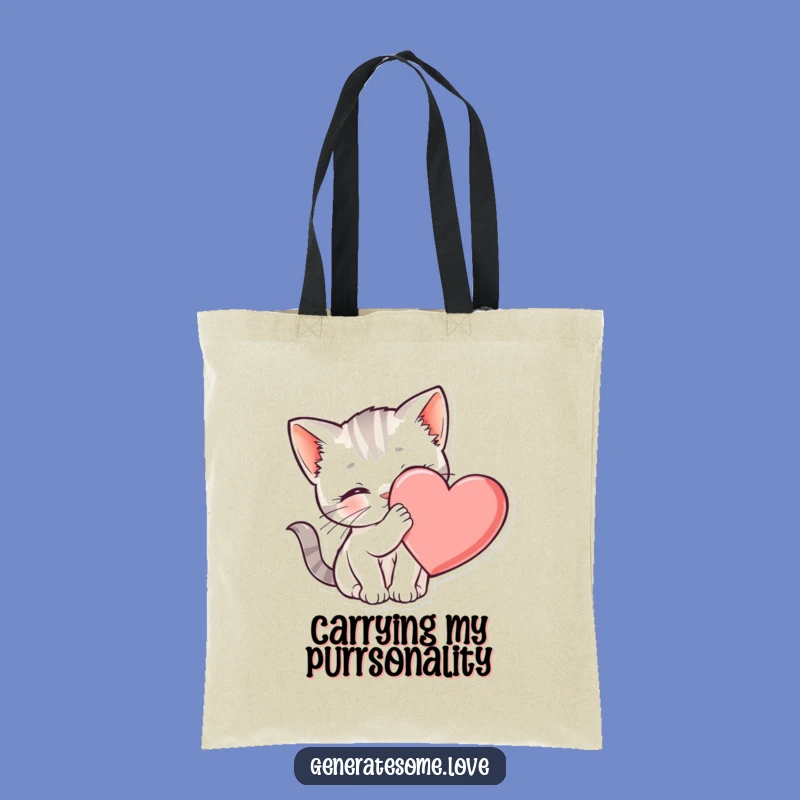 Funny Kitten Heart Tote Bag - Carry Love & Sweetness Daily