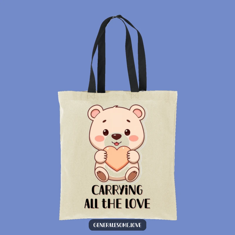 Funny Cute Bear Heart Tote Bag - Carry Love & Smiles Daily