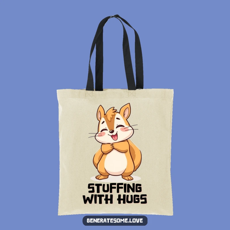 Funny Energetic Squirrel Hug Tote Bag: Carry Your Enthusiasm